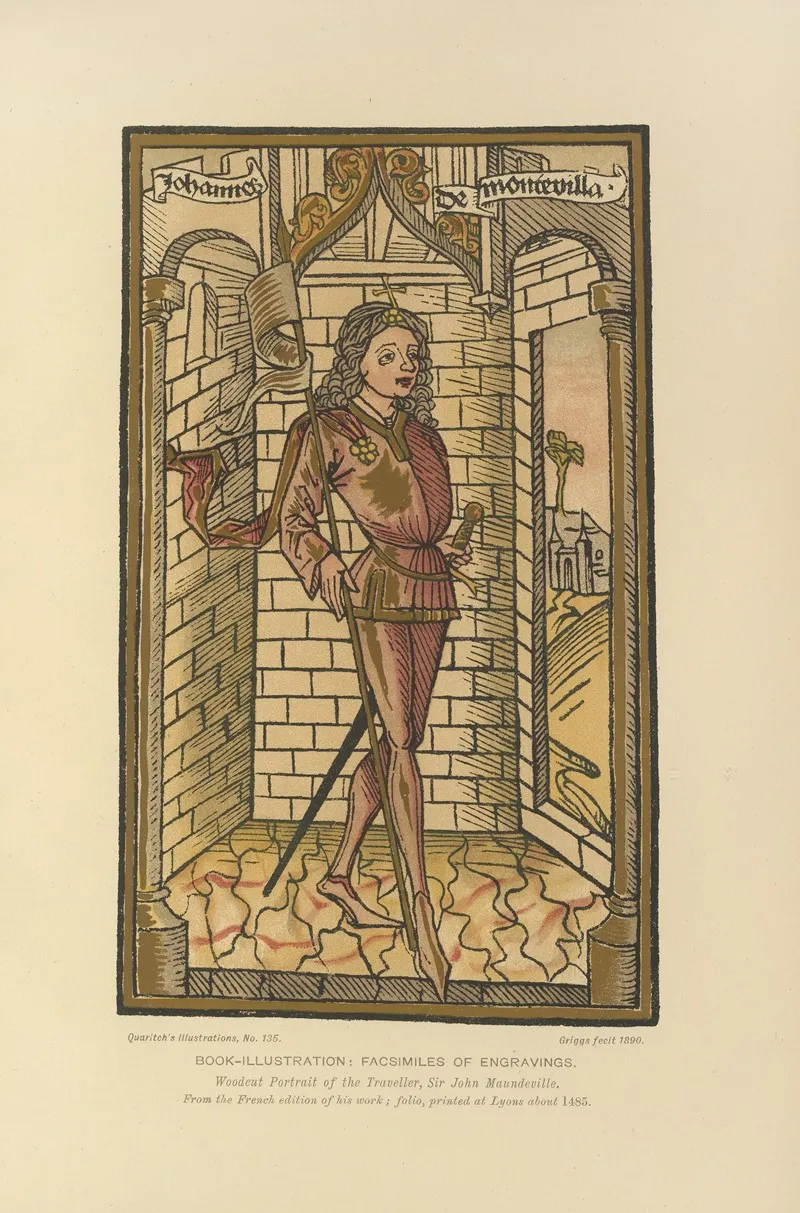 Woodcut Portrait Of The Traveller Sir John Maundeville Wall Art by Bernard Quaritch - High-Resolution Digital Print