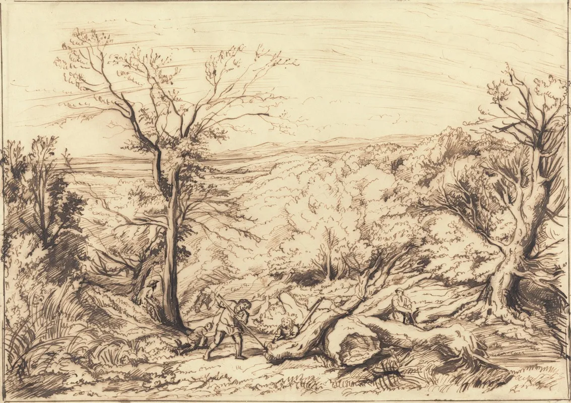 Woodcutters In A Forest Wall Art by John Linnell - High-Resolution Digital Print