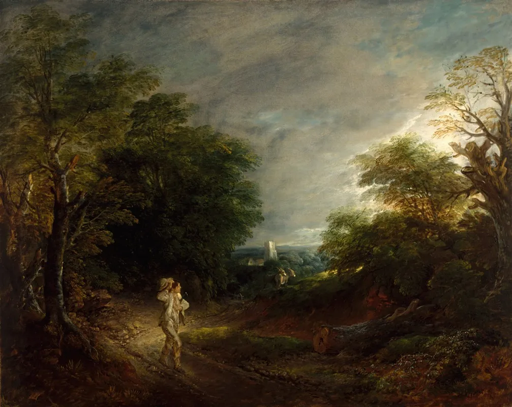 Wooded Landscape With A Woodcutter
