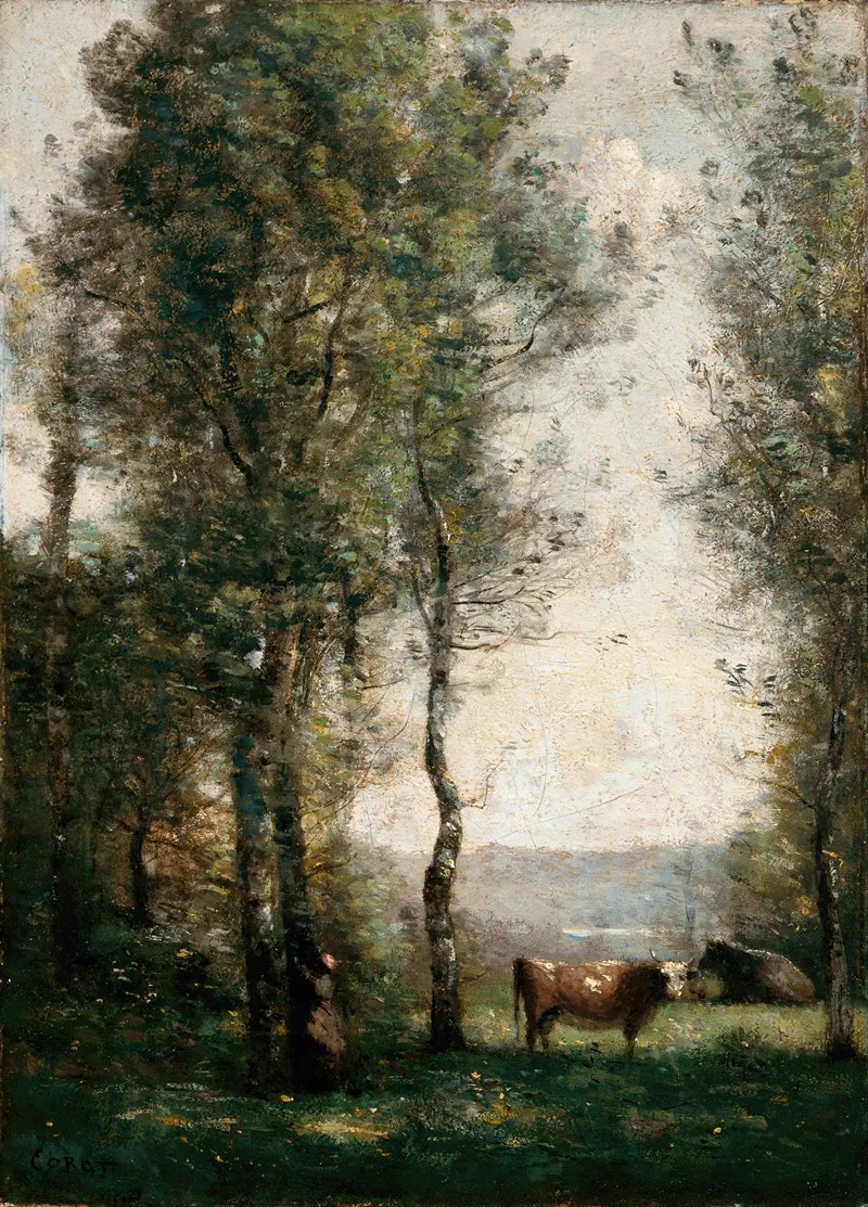Wooded Landscape With Cows In A Clearing