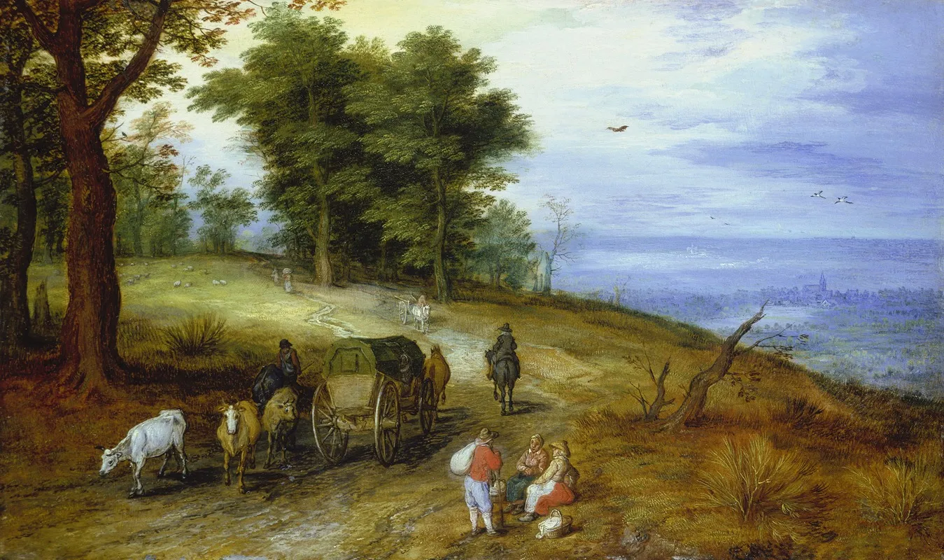 Wooded Landscape With Figures 5 Wall Art by Jan Brueghel The Elder - High-Resolution Digital Print