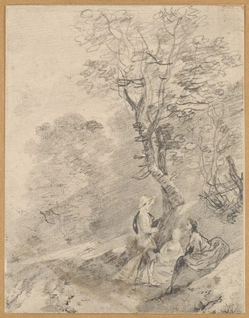 Wooded Landscape With Group Of Figures Wall Art by Thomas Gainsborough - High-Resolution Digital Print