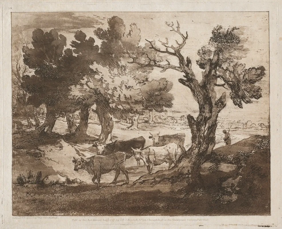 Wooded Landscape With Herdsman And Cows 2 Wall Art by Thomas Gainsborough - High-Resolution Digital Print