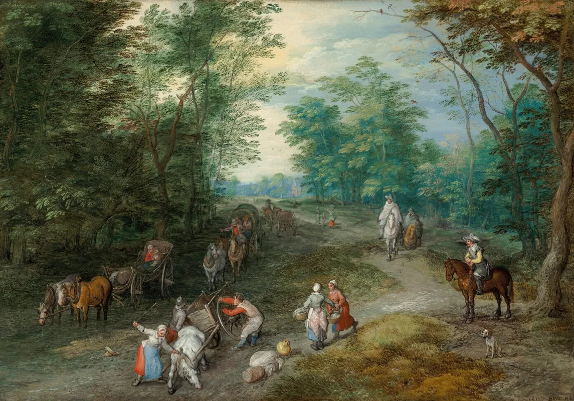Wooded Landscape With Travellers Wall Art by Jan Brueghel The Elder - High-Resolution Digital Print