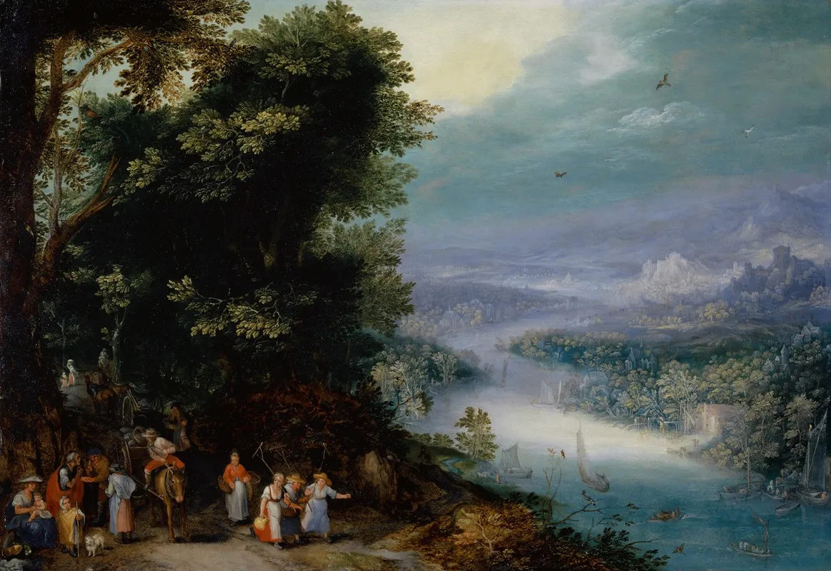 Wooded River Valley With Road Wall Art by Jan Brueghel The Elder - High-Resolution Digital Print