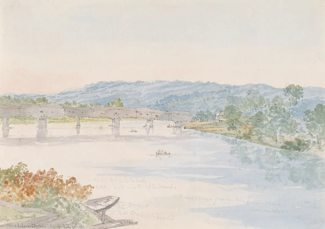 Wooden Bridge On The Mohawk River Schenectady U S July 20th 1846