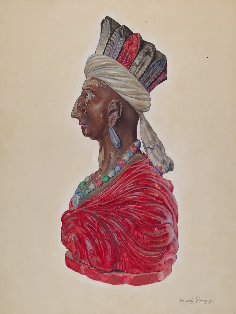 Wooden Indian Bust 2