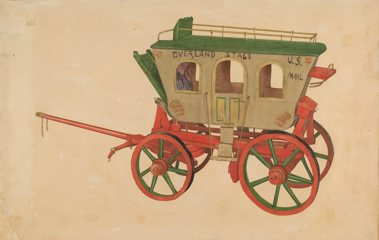 Wooden Model Of Overland Stage