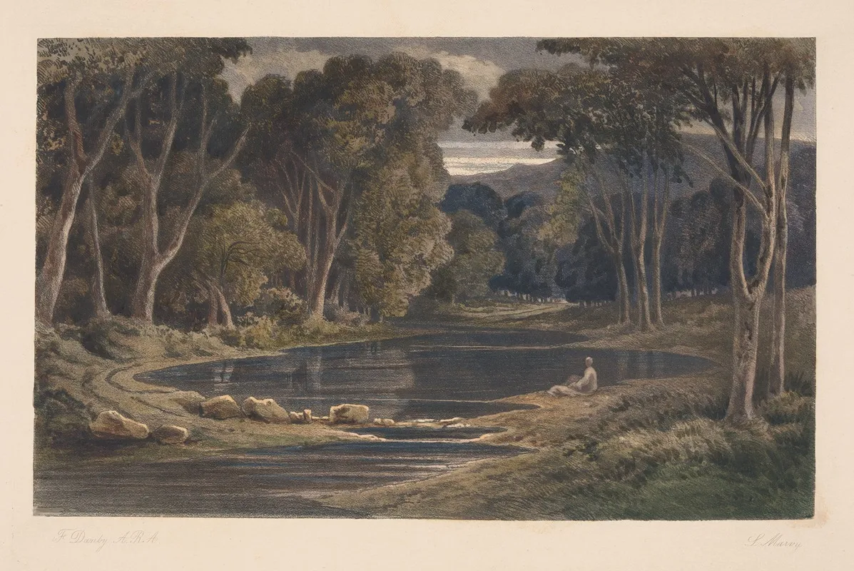 Woodland Pool With Seated Figure Francis Danby
