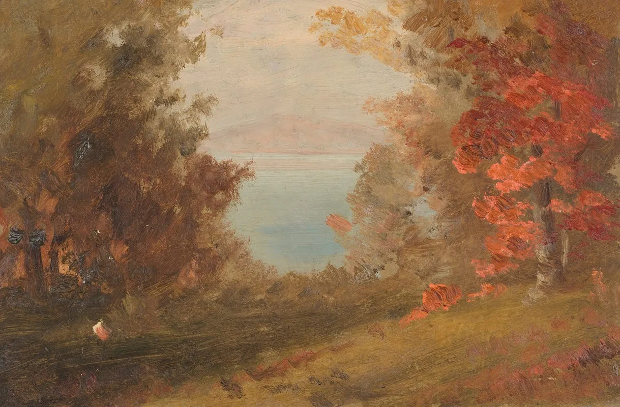 Woodland Scene In Autumn Hudson New York Or Maine Wall Art by Frederic Edwin Church - High-Resolution Digital Print