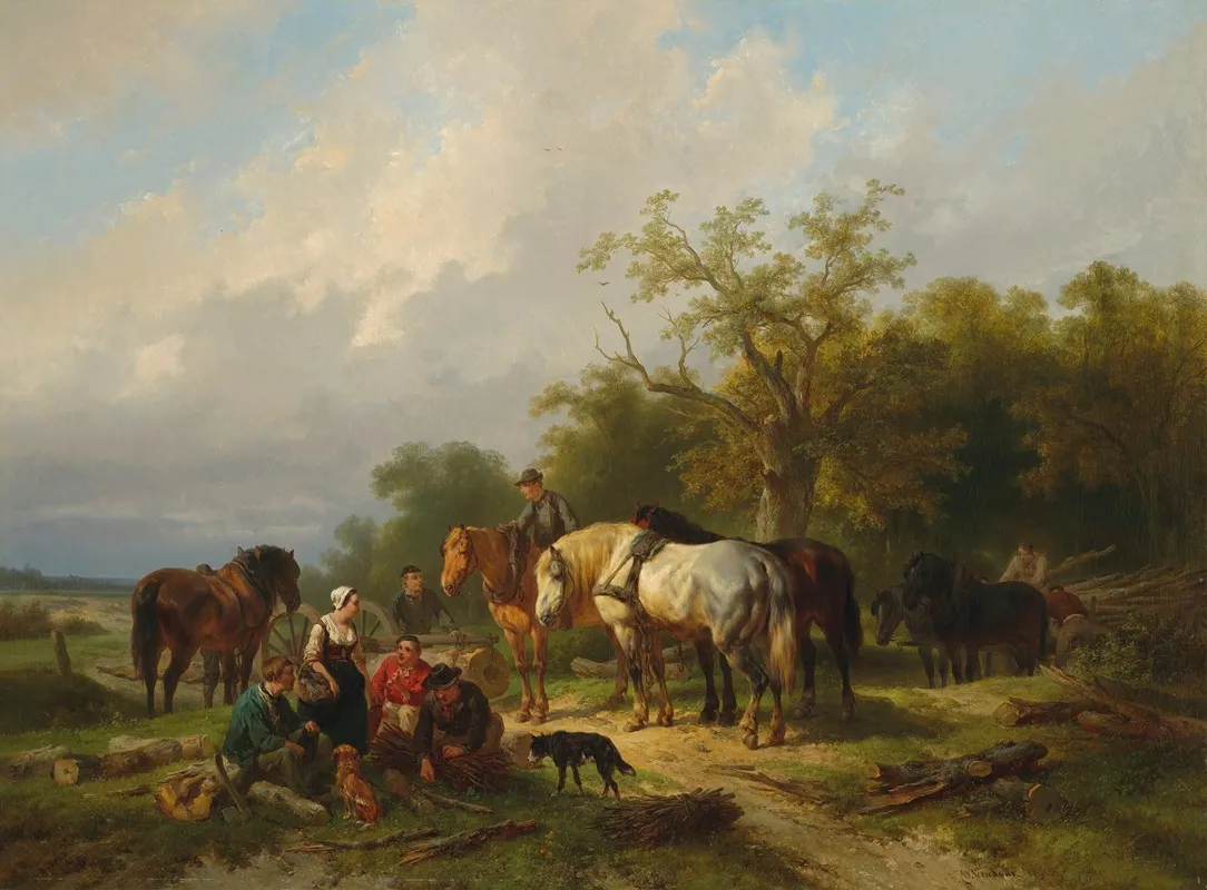 Woodworkers Resting On The Edge Of A Forest Wall Art by Wouterus Verschuur - High-Resolution Digital Print