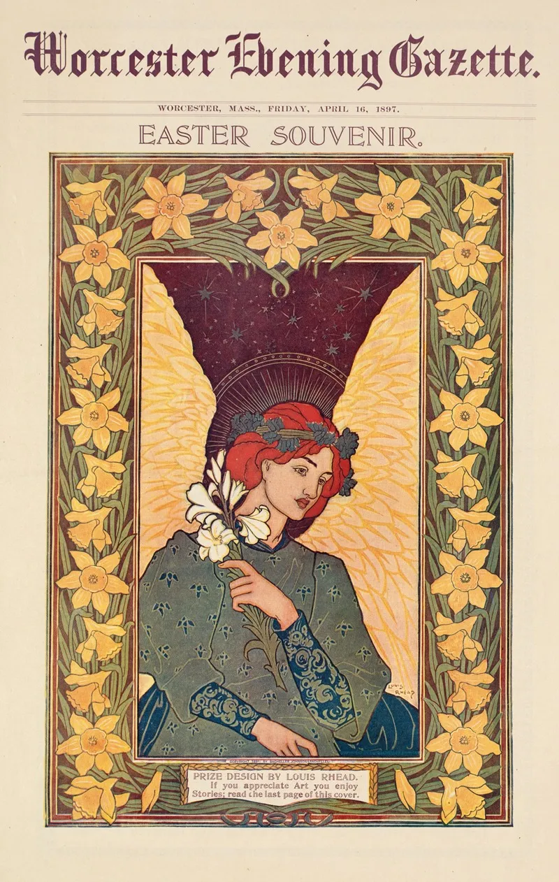 Worcester Evening Gazette Easter Souvenir Wall Art by Louis Rhead - High-Resolution Digital Print