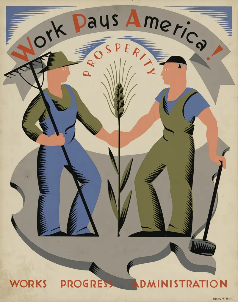 Work Pays America Prosperity Wall Art by Vera Bock - High-Resolution Digital Print