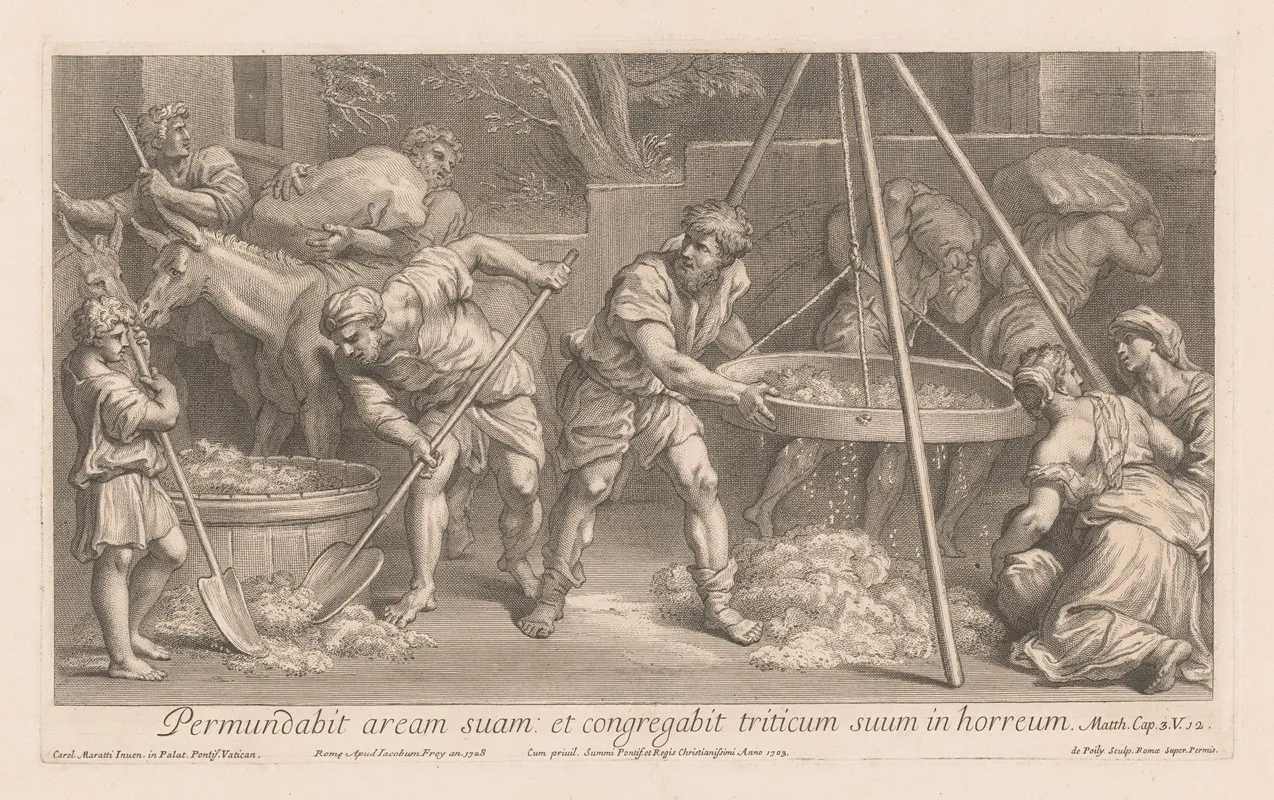 Workers Processing Grain Wall Art by Francois de Poilly - High-Resolution Digital Print
