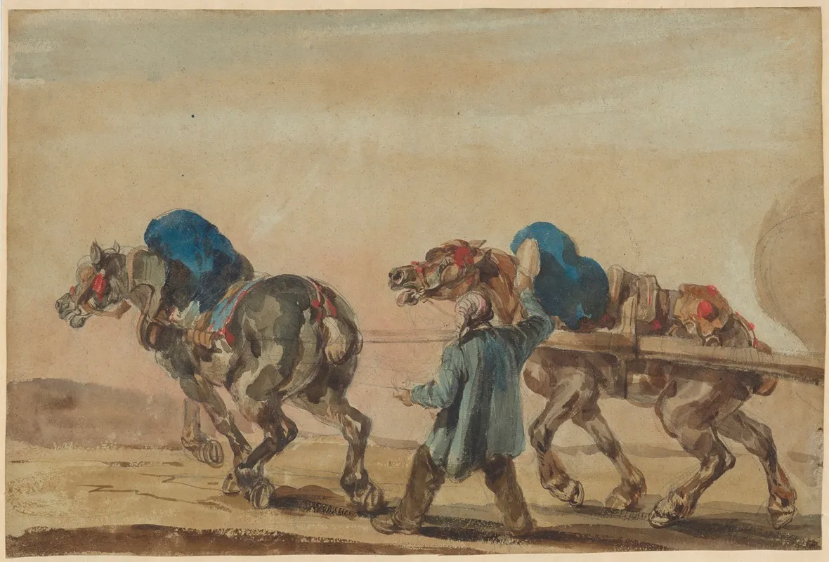 Workhorses With A Coachman Wall Art by Piotr Michałowski - High-Resolution Digital Print