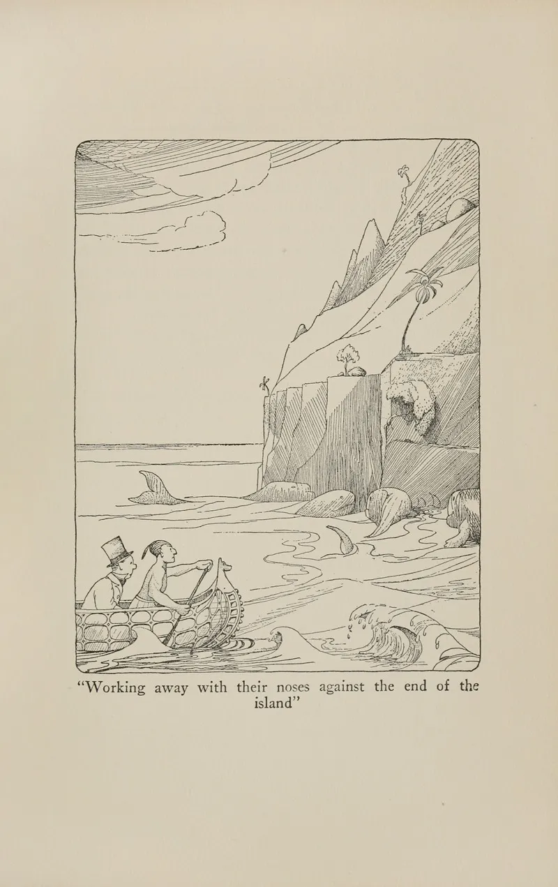 Working Away With Their Noses Against The End Of The Island Wall Art by Hugh Lofting - High-Resolution Digital Print