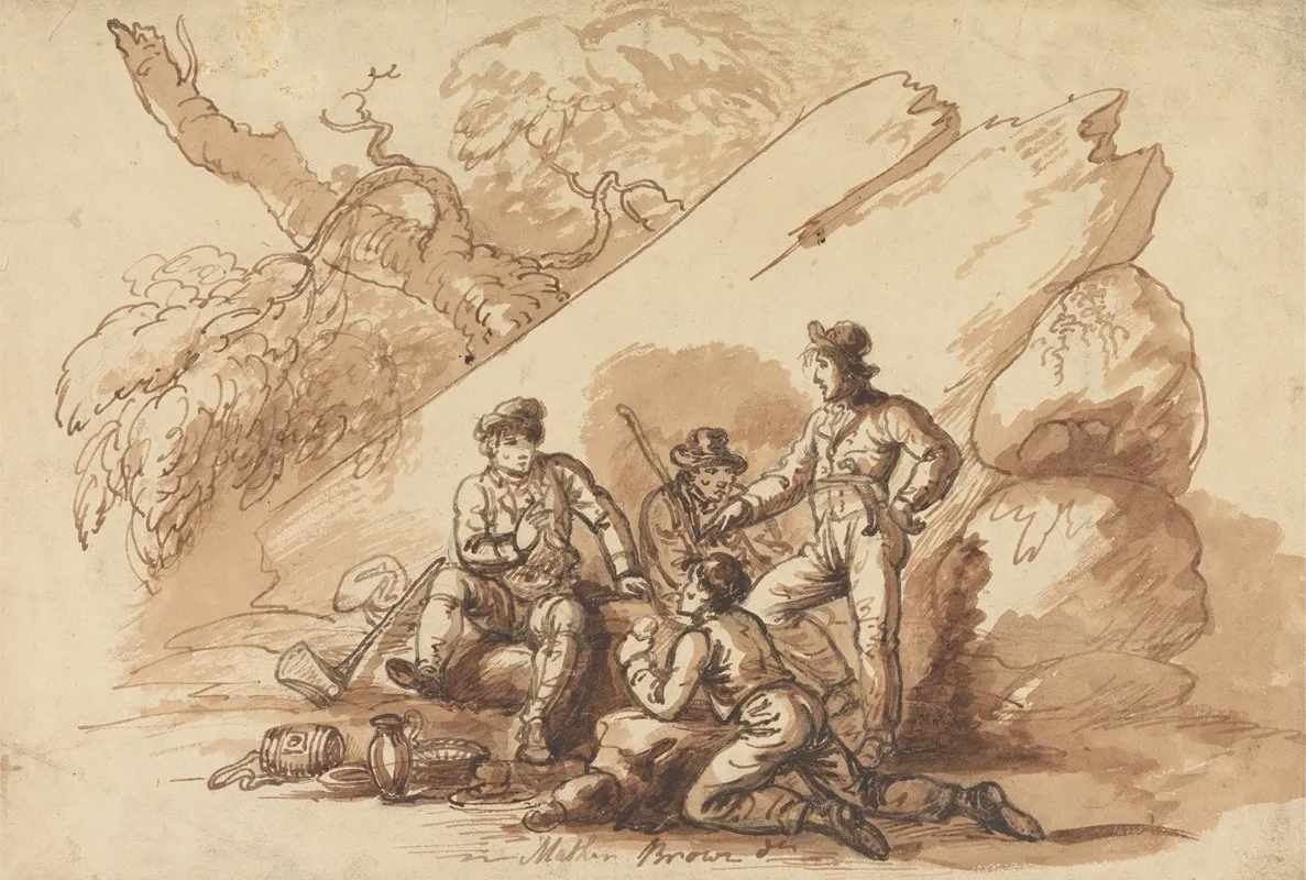 Workmen At Refreshment Wall Art by Mather Brown - High-Resolution Digital Print