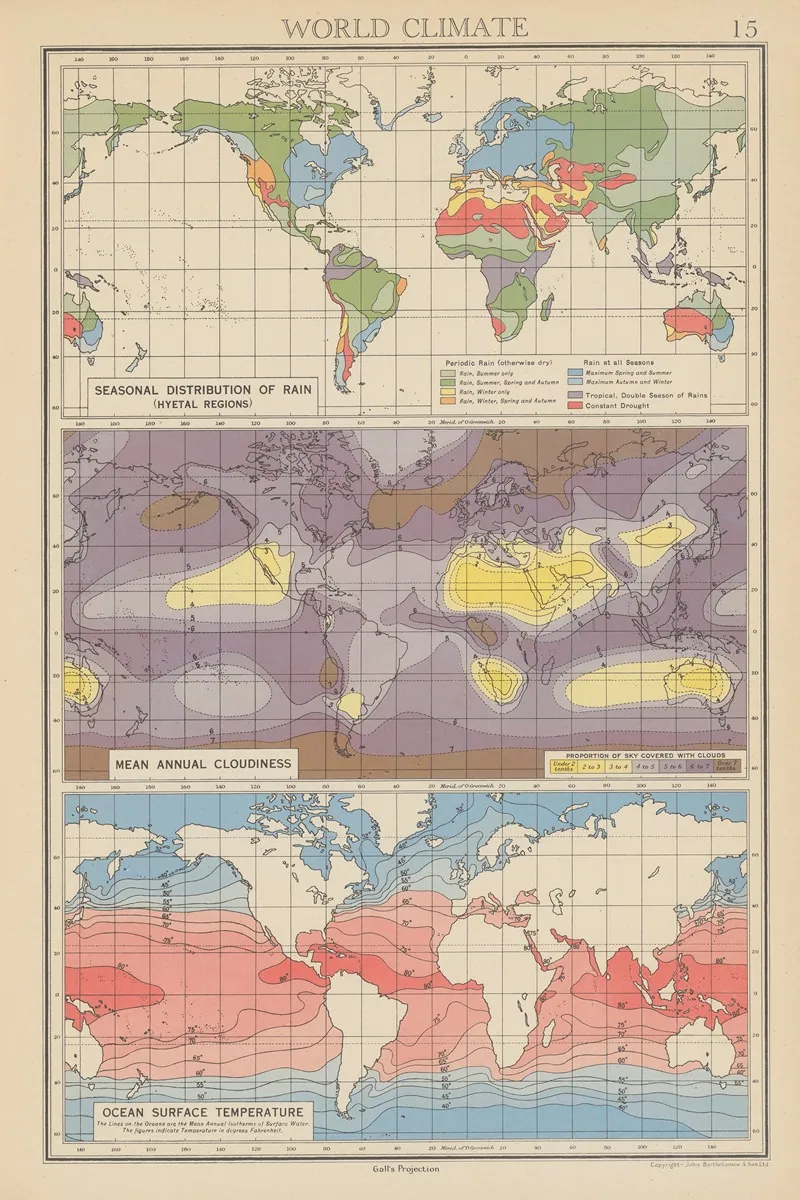 World Climate Wall Art by John George Bartholomew - High-Resolution Digital Print