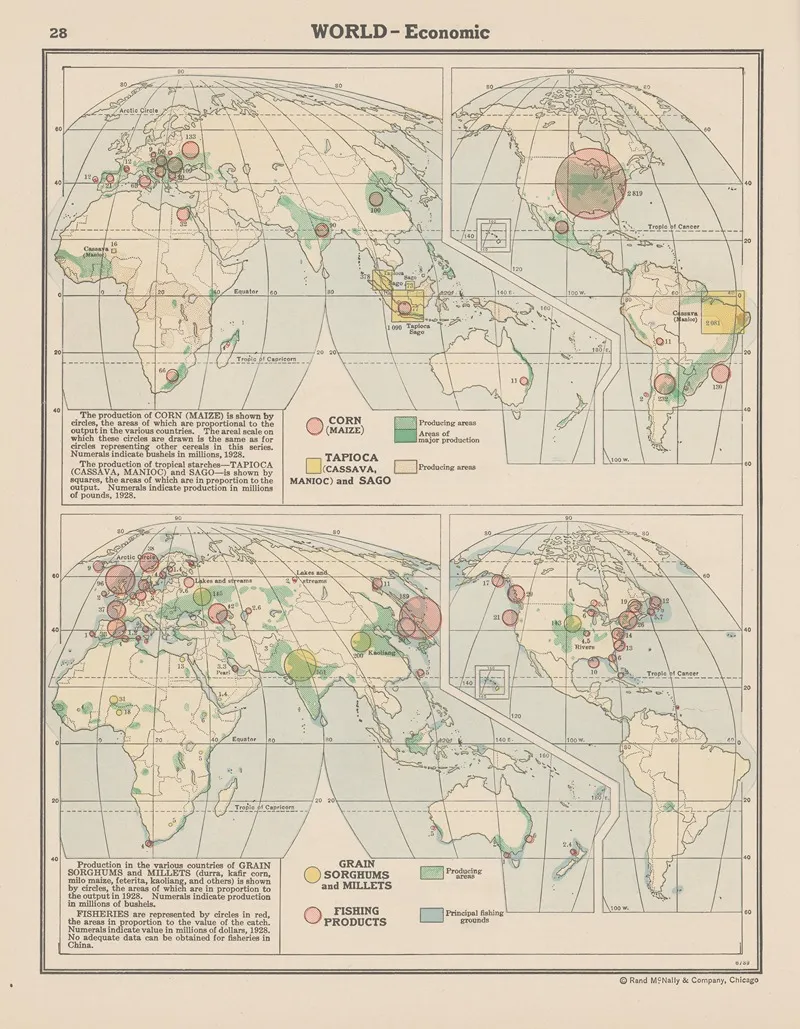 World Economic Corn Tapioca Grain Sorghums And Millets Fishing Products Wall Art by John Paul Goode - High-Resolution Digital Print