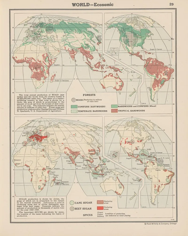 World Economic Forests And Wood Products Sugar Spices Wall Art by John Paul Goode - High-Resolution Digital Print