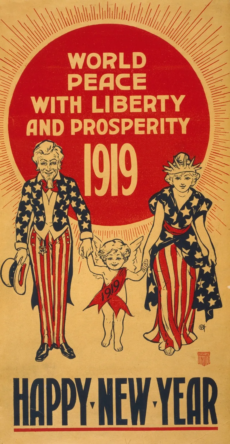 World Peace With Liberty And Prosperity 1919 Happy New Year Wall Art by Anonymous - High-Resolution Digital Print