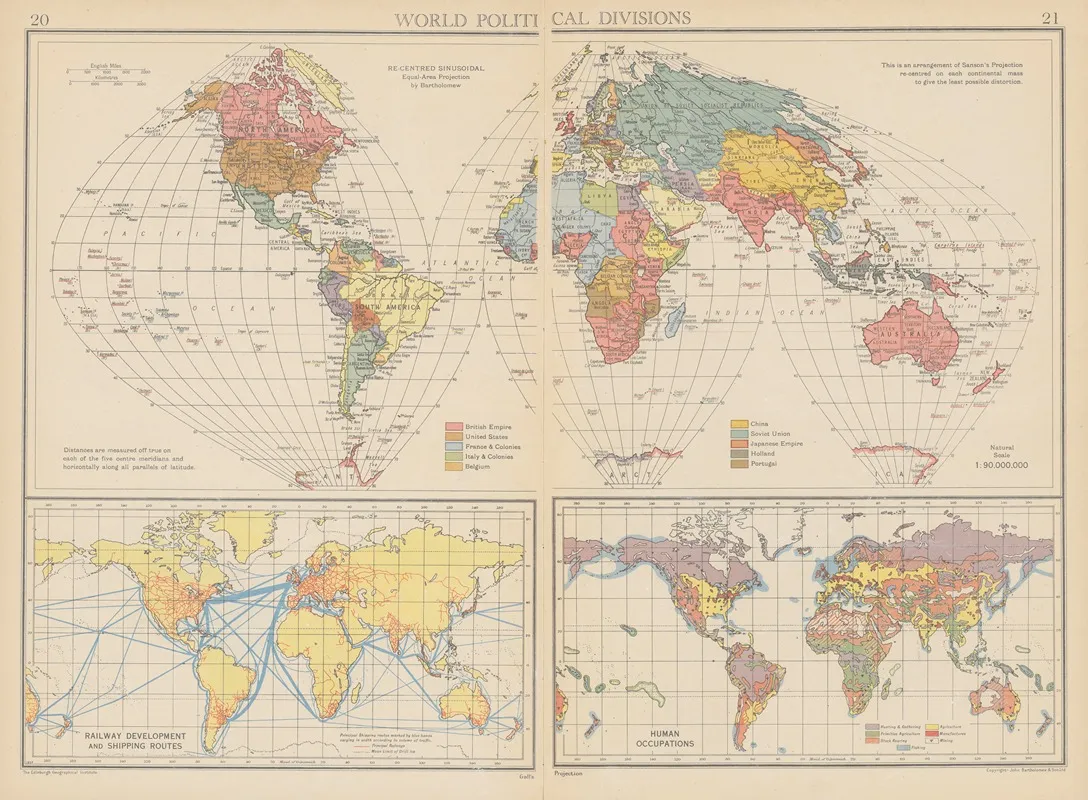 World Political Divisions Wall Art by John George Bartholomew - High-Resolution Digital Print