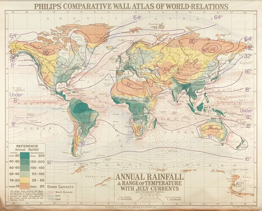 World Relations Annual Rainfall Range Of Temperature With July Currents