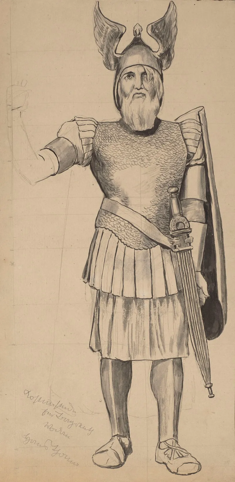 Wotan As The God Of War Costume Design 2 Wall Art by Hans Thoma - High-Resolution Digital Print