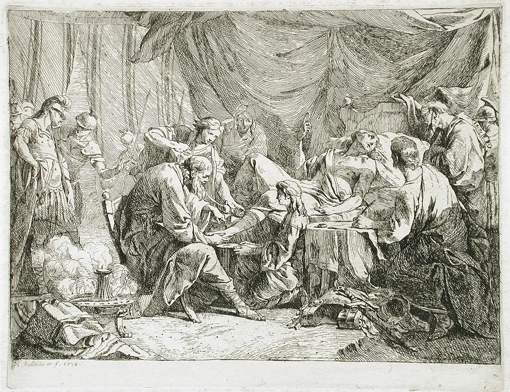 Wounded Antiochus After His Fall Dictating His Will