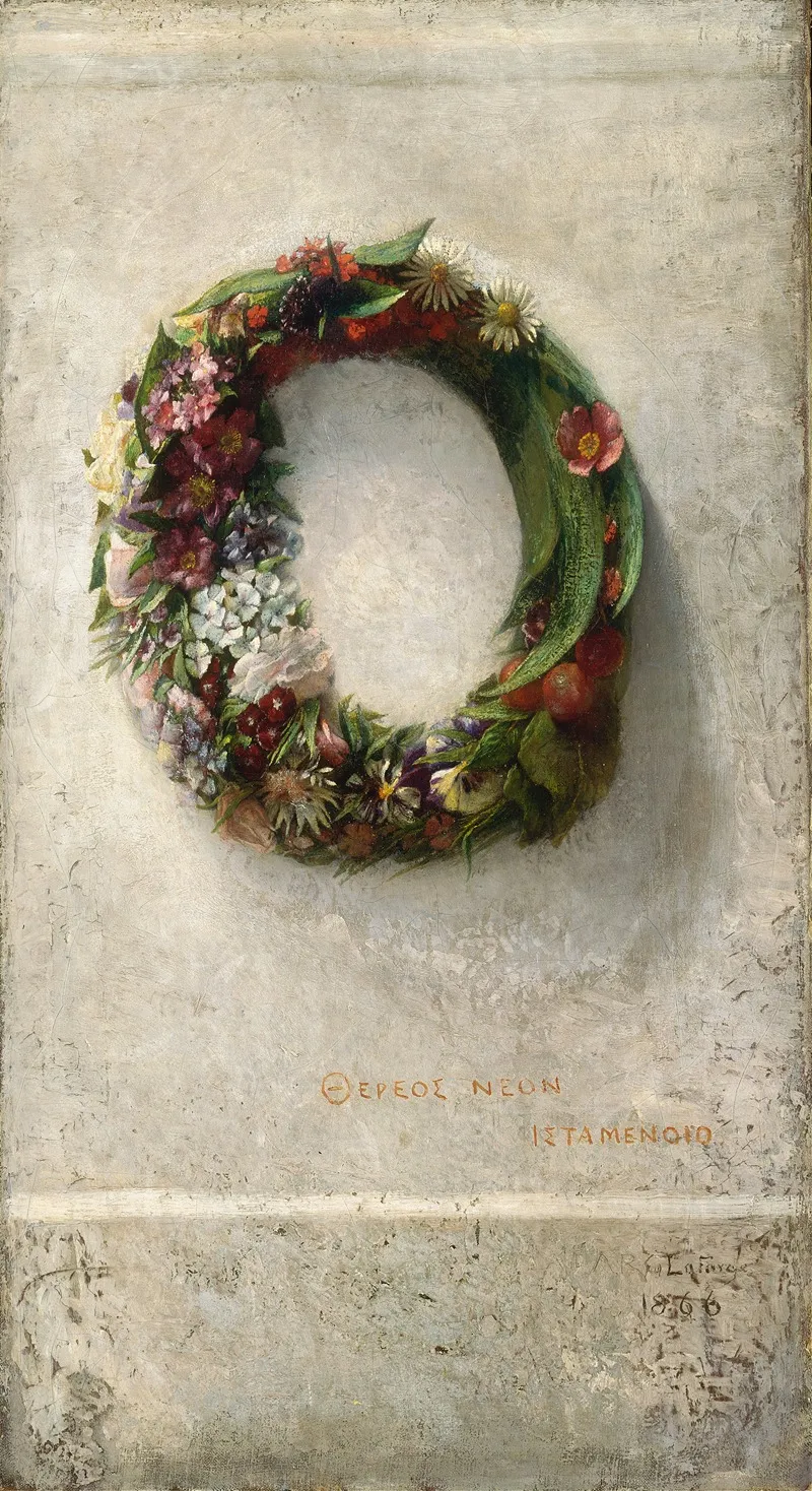 Wreath Of Flowers Wall Art by John La Farge - High-Resolution Digital Print