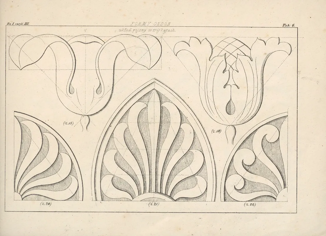 Wzory I Nauka Rysunku Patterns And Drawing Lessons Vol 1 Pl 07 Wall Art by Jan Feliks Piwarski - High-Resolution Digital Print