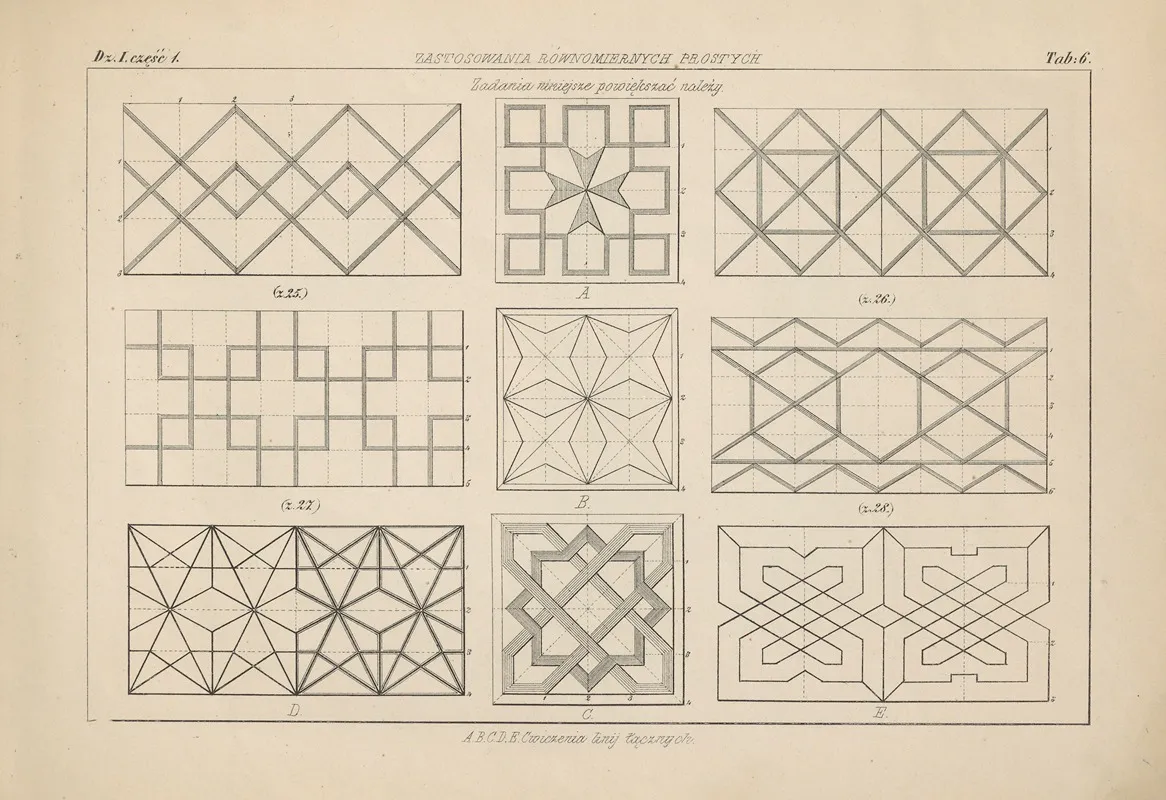 Wzory I Nauka Rysunku Patterns And Drawing Lessons Vol 2 Pl 07 Wall Art by Jan Feliks Piwarski - High-Resolution Digital Print