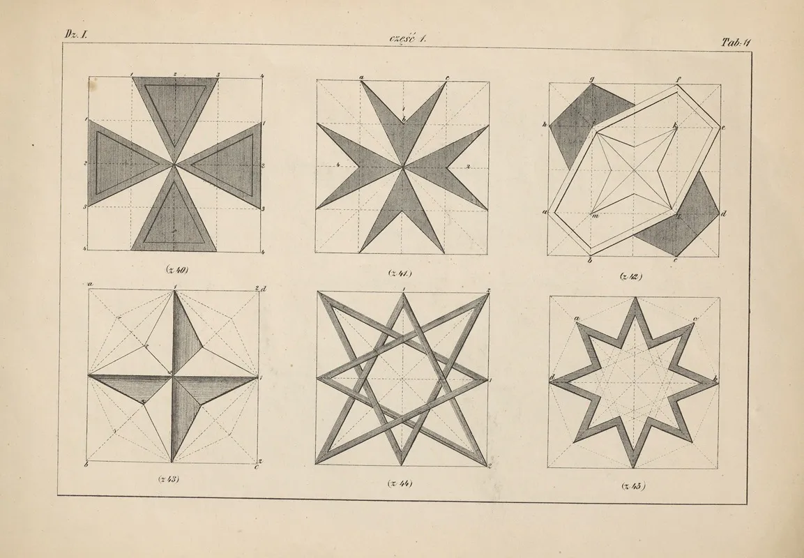 Wzory I Nauka Rysunku Patterns And Drawing Lessons Vol 2 Pl 12 Wall Art by Jan Feliks Piwarski - High-Resolution Digital Print