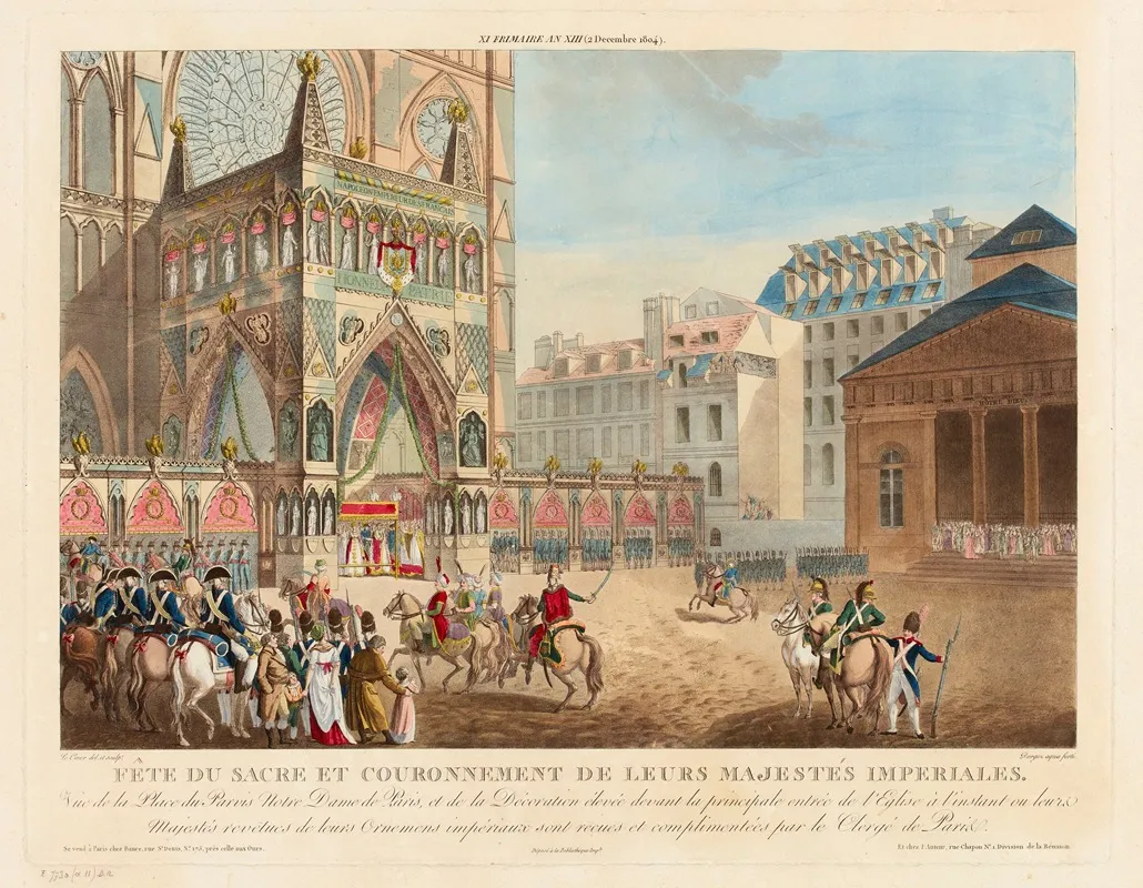 Xi Frimaire An Xiii 2 Decembre 1804 Fete Du Sacre Et Du Couronnement De Leurs Majestes Imperiales Wall Art by Louis Lecoeur ou Le Coeur - High-Resolution Digital Print