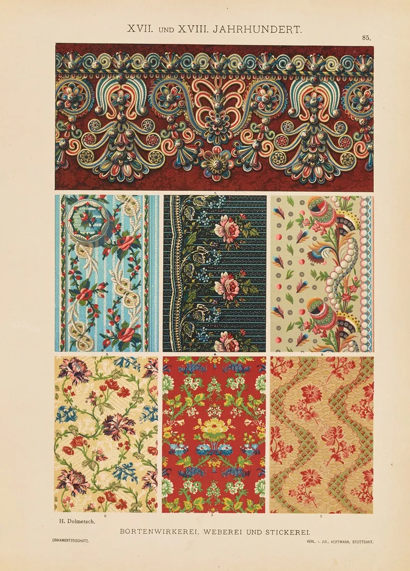 Xvii Und Xviii Jahrhundert Bortenwirkerei Weberei Und Stickerei Wall Art by Heinrich Dolmetsch - High-Resolution Digital Print