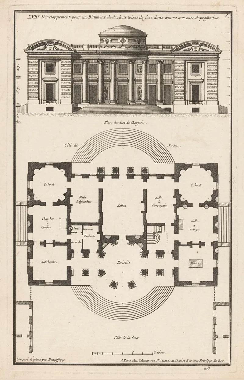 Xviie Developpement Pour Un Batiment De Dix Huit Toises De Face Dans Oeuvre Sur Onze De Profondeur Wall Art by Jean François de Neufforge - High-Resolution Digital Print