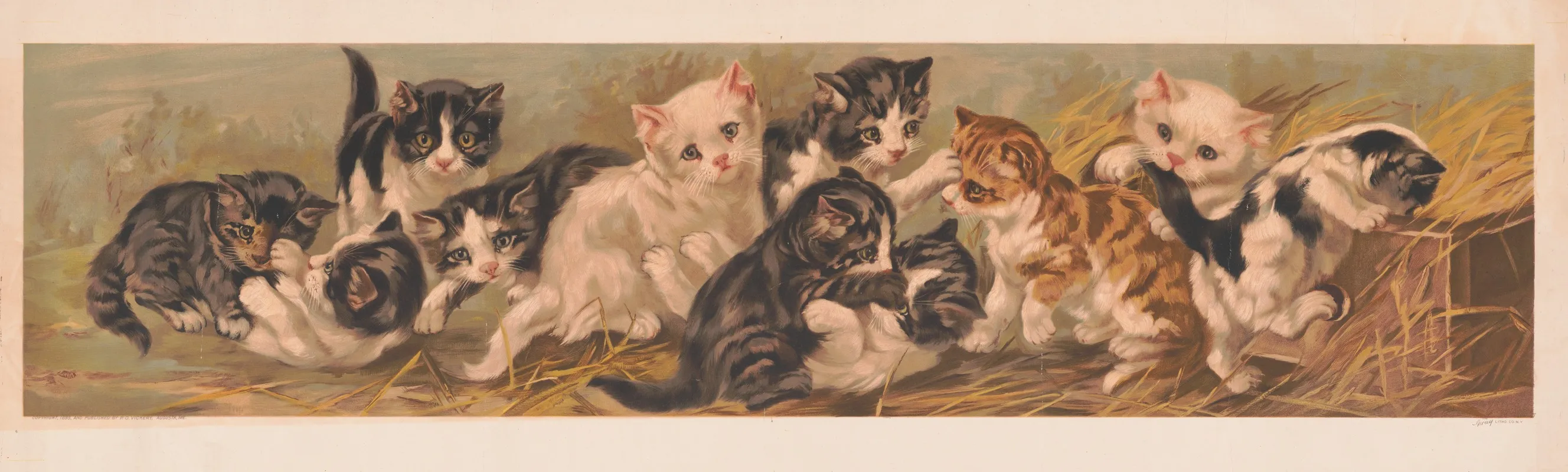 Yard Of Cats 2 Wall Art by Gray Litho. Co - High-Resolution Digital Print
