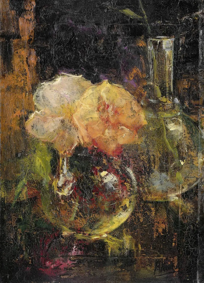 Yellow Roses In A Carafe Wall Art by Menso Kamerlingh Onnes - High-Resolution Digital Print