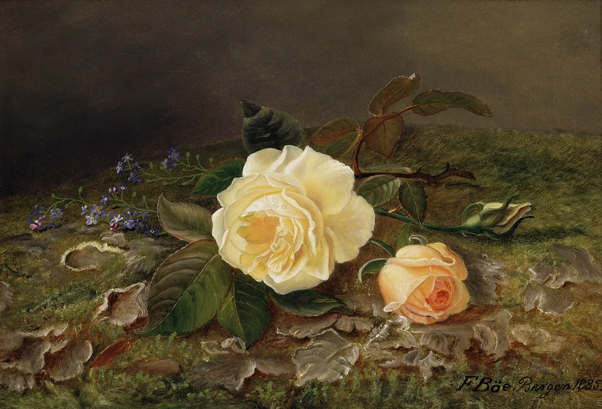 Yellow Roses Wall Art by Frants Diderik Bøe - High-Resolution Digital Print