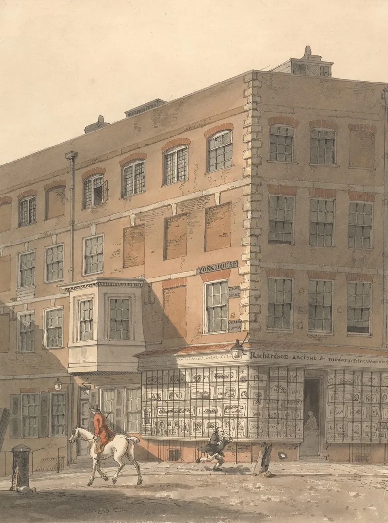 York House The Corner Of Villiers Street And The Strand With Richardsons Ancient And Modern Print Warehouse In The Foreground