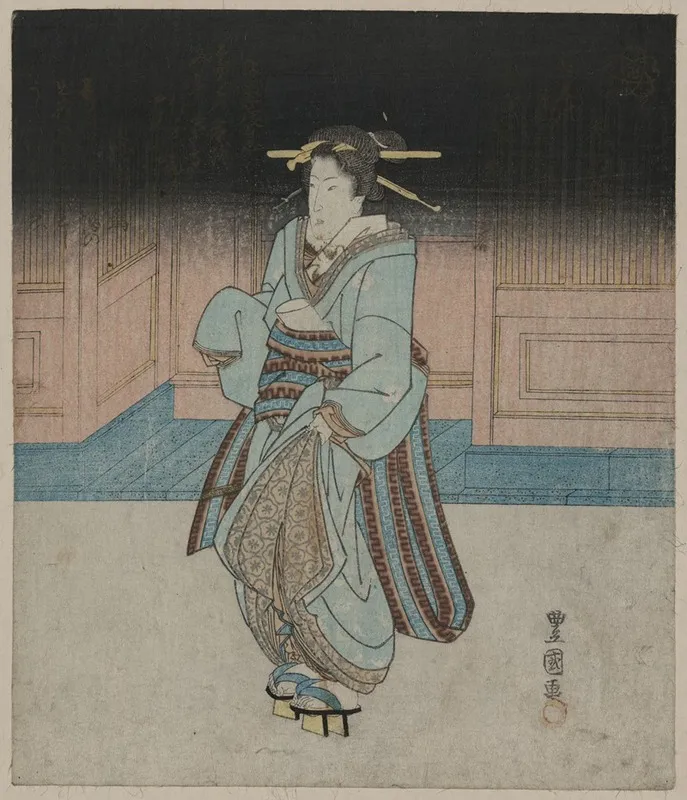 Yoru No Fukagawa Geisha Wall Art by Toyokuni Utagawa - High-Resolution Digital Print