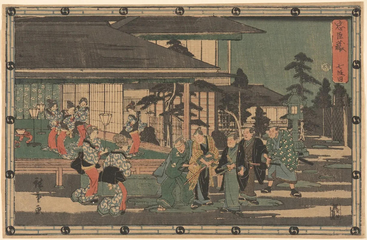 Yoshiwara Five Ronin Six Women Wall Art by Utagawa Hiroshige - High-Resolution Digital Print