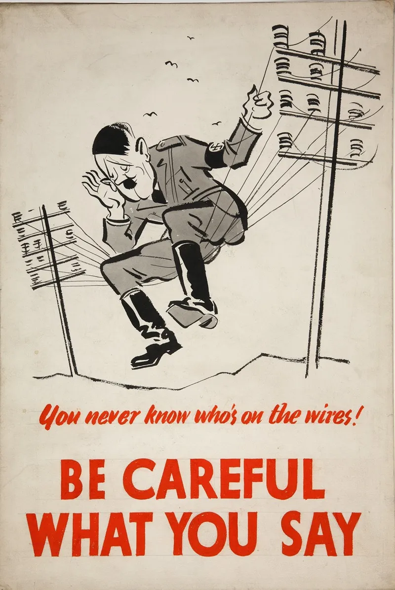 You Never Know Whos On The Wires Be Careful What You Say Wall Art by Anonymous - High-Resolution Digital Print