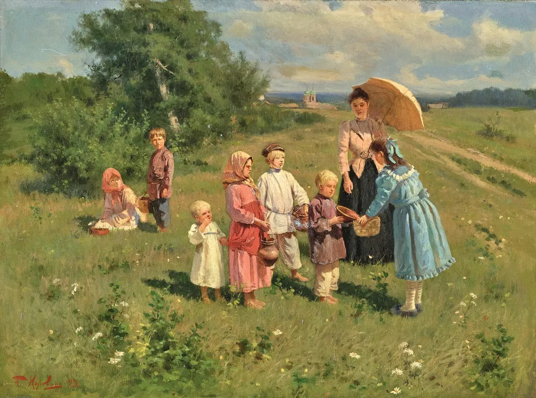 Young Berry Pickers Wall Art by Petr Ivanovic Korovin - High-Resolution Digital Print
