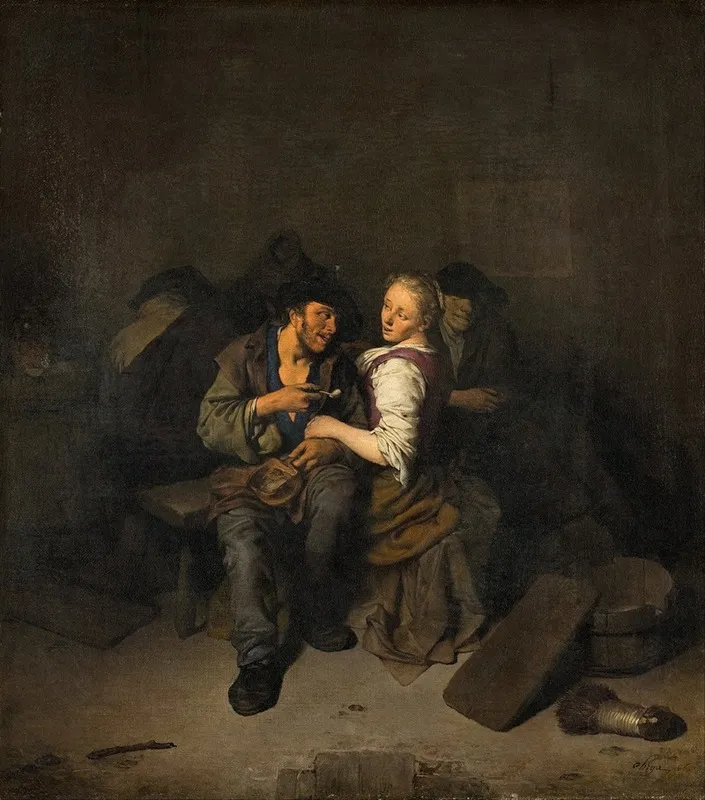 Young Couple In A Tavern Wall Art by Cornelis Pietersz. Bega - High-Resolution Digital Print