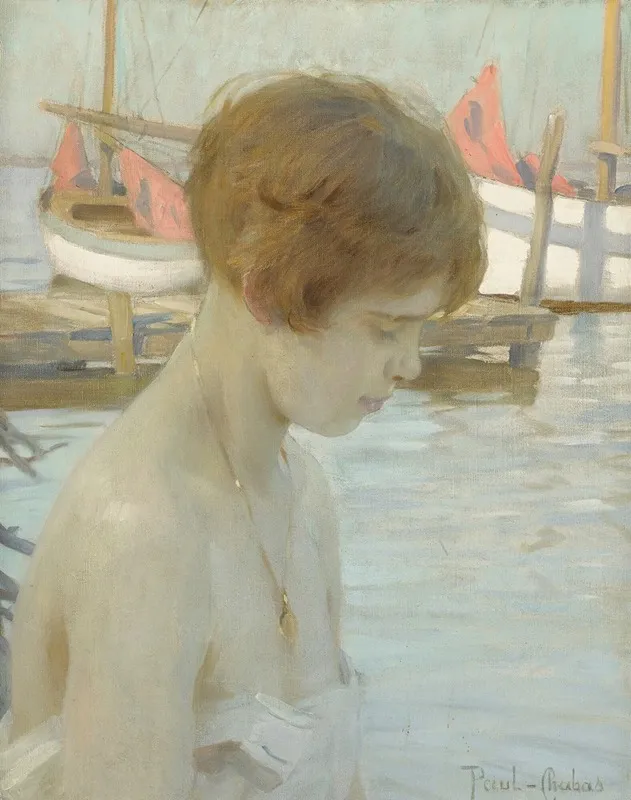 Young Girl At The Harbor Wall Art by Paul Émile Chabas - High-Resolution Digital Print