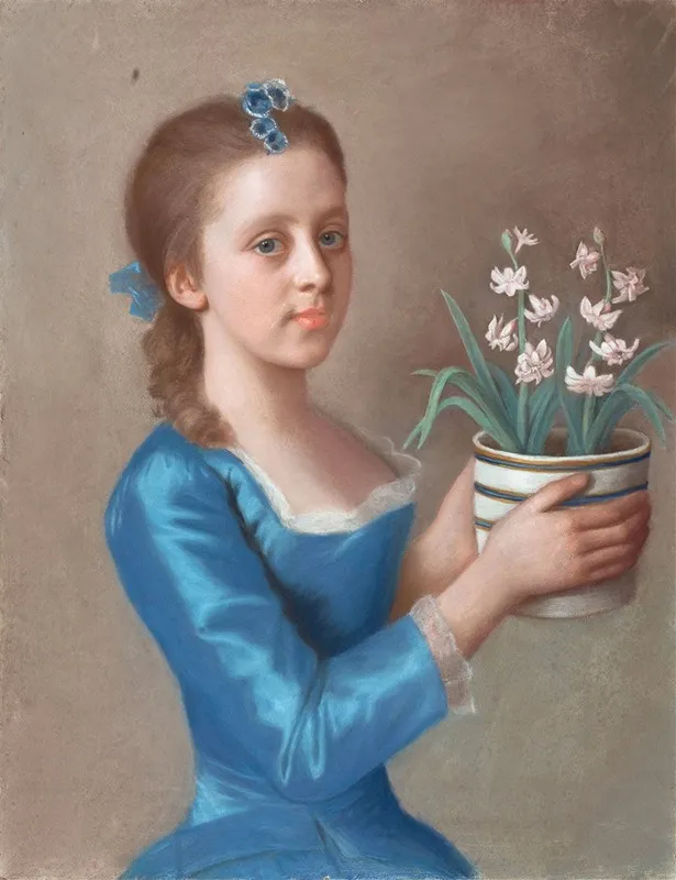 Young Girl Holding A Pot Of Hyacinths