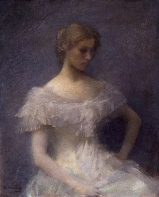 Young Girl Seated Wall Art by Thomas Wilmer Dewing - High-Resolution Digital Print