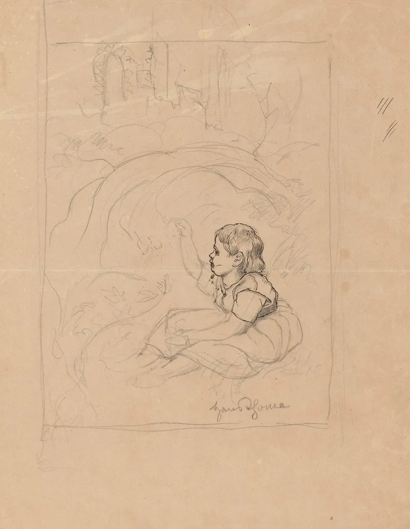Young Girl Sitting Under A Bush