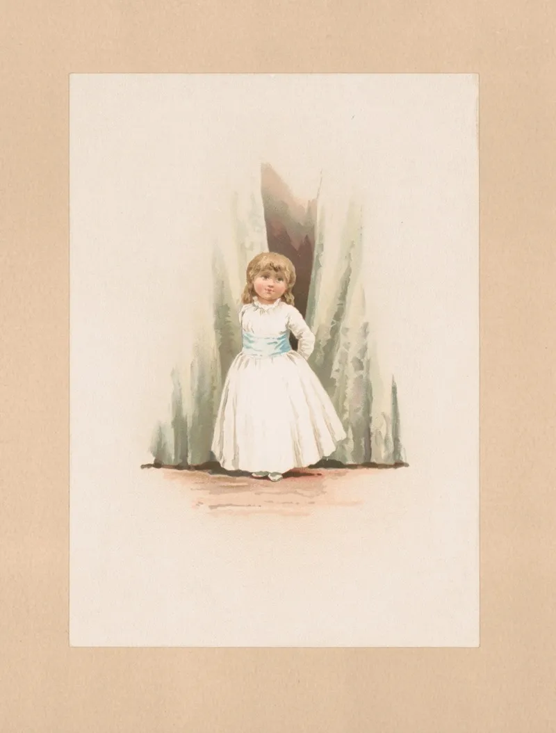 Young Girl Wearing A Dress Standing In Front Of Curtains Wall Art by William Ladd Taylor - High-Resolution Digital Print
